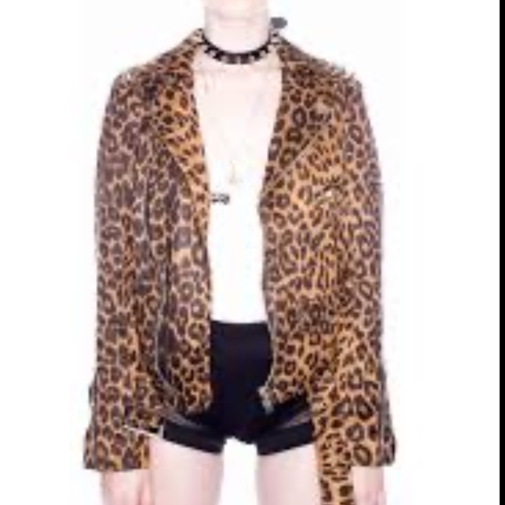 UNIF leopard spiked moto jacket
